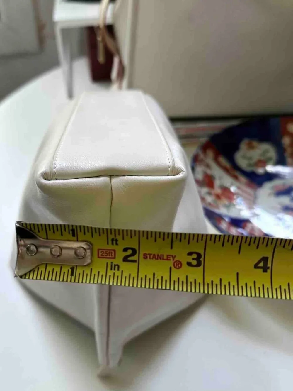 NWT Leatherology Full Grain Italian Leather Large Accessory Pouch Ivory Smooth